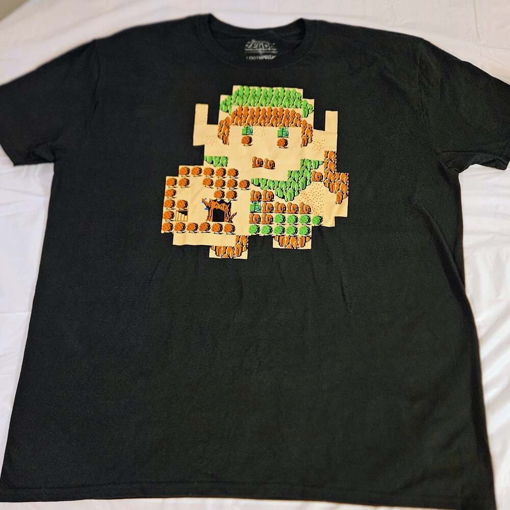 Legend of Zelda NES 8 Bit Map T Shirt 2XL Loot Wear Exclusive Nintendo Black